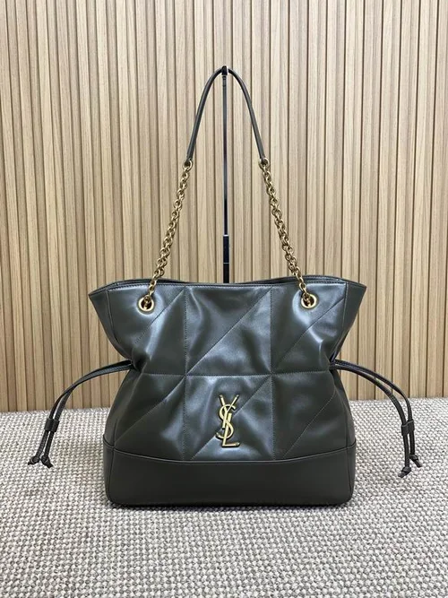 YSL Original Large Pochon Drawstring Bag Authentic Leather