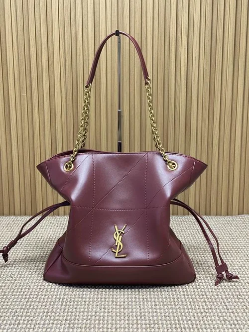 YSL Original Large Pochon Drawstring Bag Authentic Leather