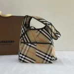 Burberry Original Large Tote Bag Authentic Check Canvas Luxury