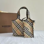 Burberry Original Large Tote Bag Authentic Check Canvas Luxury