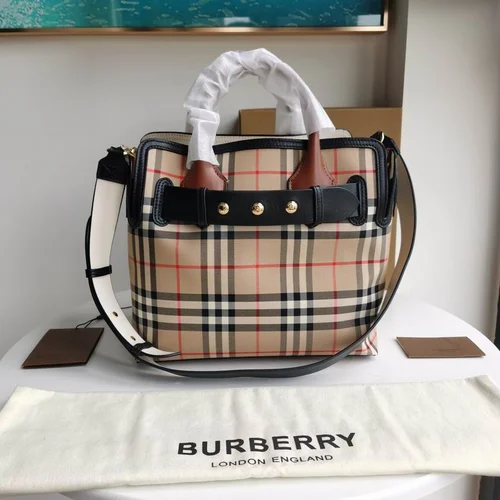 Burberry Original Large Tote Bag Authentic Check Canvas Luxury