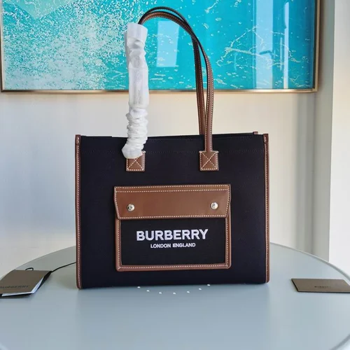 Burberry Original Large Tote Bag Authentic Check Canvas Luxury