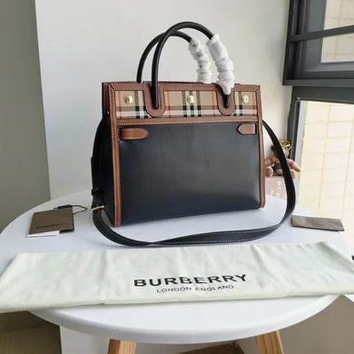 Burberry Original Large Tote Bag Authentic Check Canvas Luxury