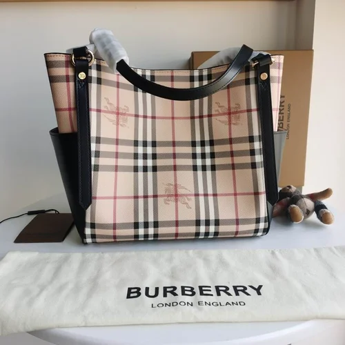 Burberry Original Large Tote Bag Authentic Check Canvas Luxury