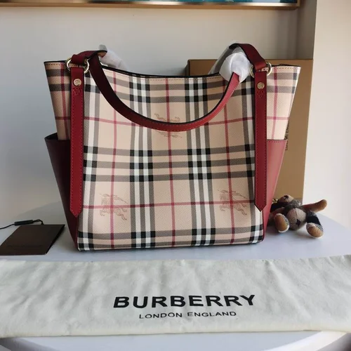 Burberry Original Large Tote Bag Authentic Check Canvas Luxury