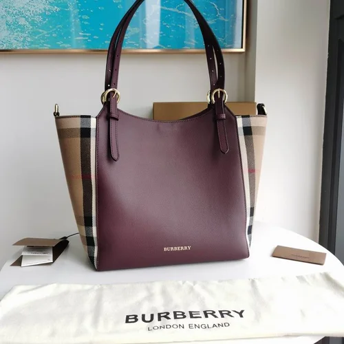 Burberry Original Large Tote Bag Authentic Check Canvas Luxury