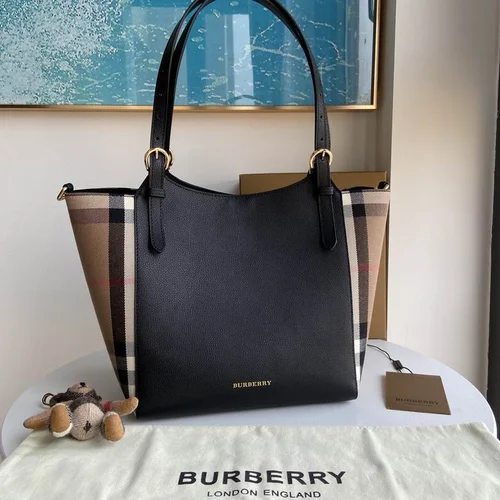 Burberry Original Large Tote Bag Authentic Check Canvas Luxury