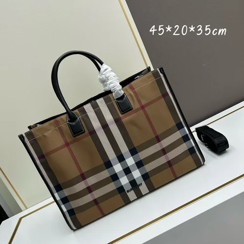 11 Burberry Large Tote Bag Check Canvas Women Luxury Shopping