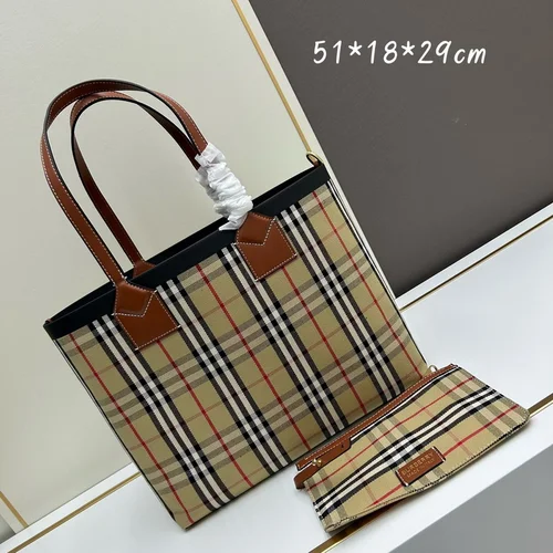 11 Burberry Large Tote Bag Check Canvas Women Luxury Shopping