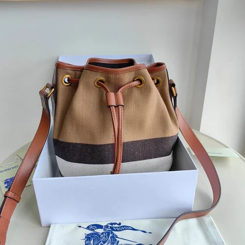 Burberry Original Bucket Bag Authentic Check Canvas Luxury