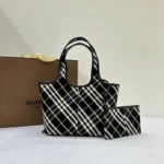 Burberry Original Shopping Bag Large Check Canvas Authentic Luxury