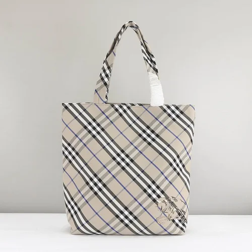 Burberry Original Shopping Bag Large Check Canvas Authentic Luxury