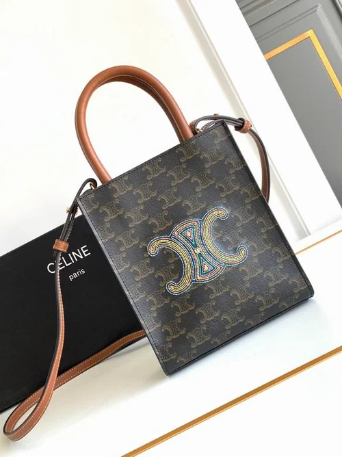 Celine Cabas Large Vertical Tote Bag Women Luxury Canvas Leather