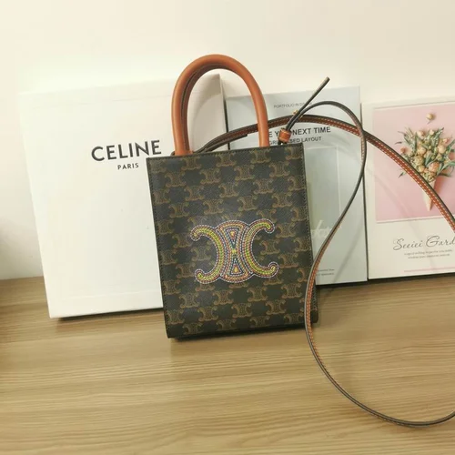 Celine Cabas Large Vertical Tote Bag Women Luxury Canvas Leather