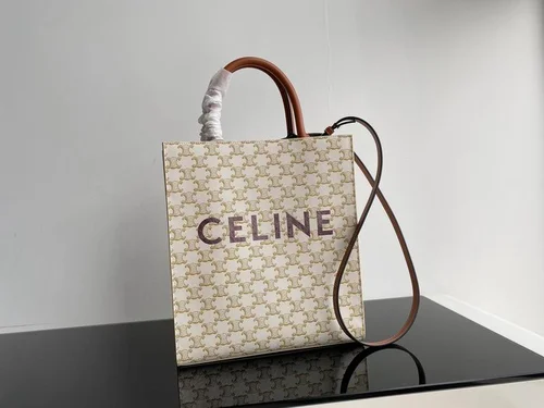 Celine Cabas Large Vertical Tote Bag Women Luxury Canvas Leather