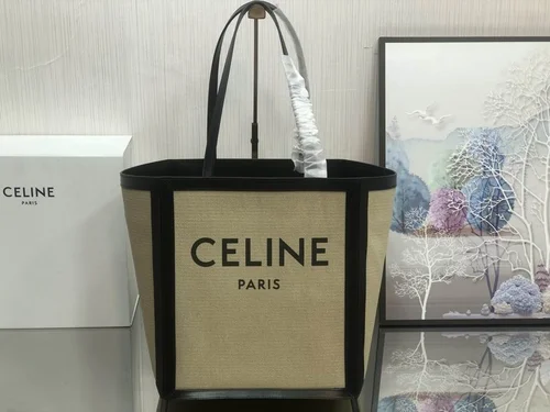 Celine Cabas Large Vertical Tote Bag Women Luxury Canvas Leather