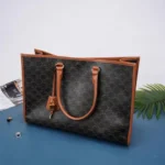 Celine Cabas Large Vertical Tote Bag Women Luxury Canvas Leather