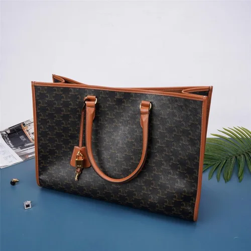 Celine Cabas Large Vertical Tote Bag Women Luxury Canvas Leather