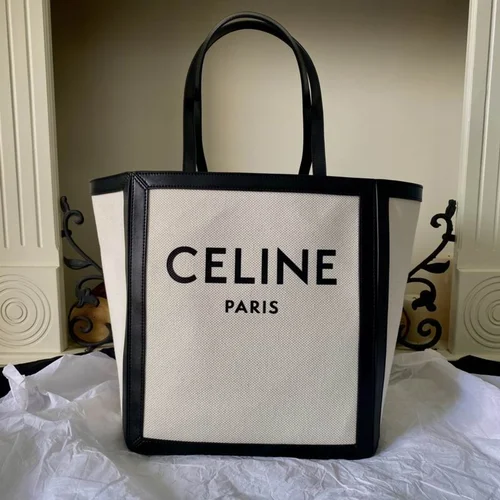 Celine Cabas Large Vertical Tote Bag Women Luxury Canvas Leather