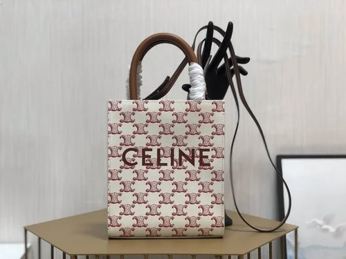 Celine Cabas Large Vertical Tote Bag Women Luxury Canvas Leather