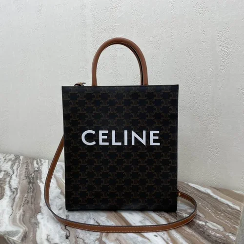 Celine Cabas Large Vertical Tote Bag Women Luxury Canvas Leather
