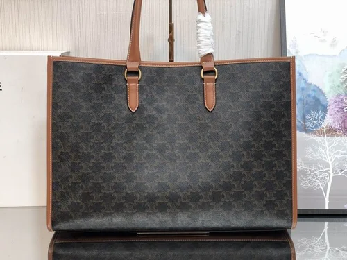 Celine Cabas Large Vertical Tote Bag Women Luxury Canvas Leather