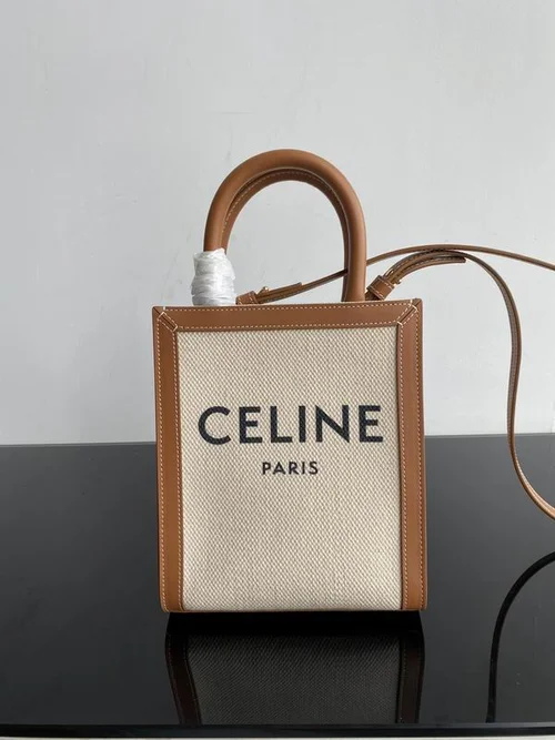 Celine Cabas Large Vertical Tote Bag Women Luxury Canvas Leather