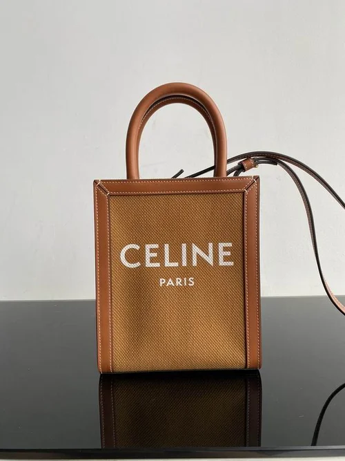 Celine Cabas Large Vertical Tote Bag Women Luxury Canvas Leather