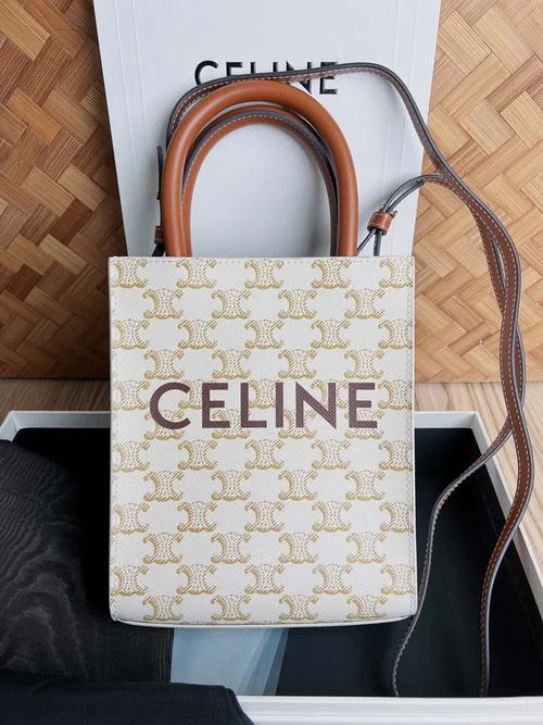 Celine Cabas Large Vertical Tote Bag Women Luxury Canvas Leather