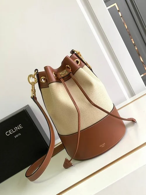 11 Celine Cuir Triomphe Bucket Bag Medium Women Luxury Canvas