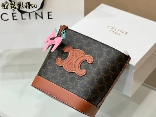 11 Celine Cuir Triomphe Bucket Bag Medium Women Luxury Canvas