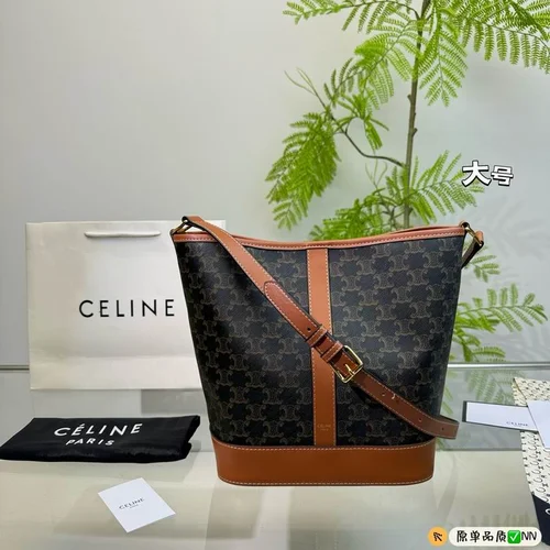 11 Celine Cuir Triomphe Bucket Bag Medium Women Luxury Canvas