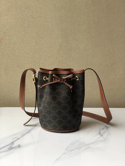 11 Celine Cuir Triomphe Bucket Bag Medium Women Luxury Canvas