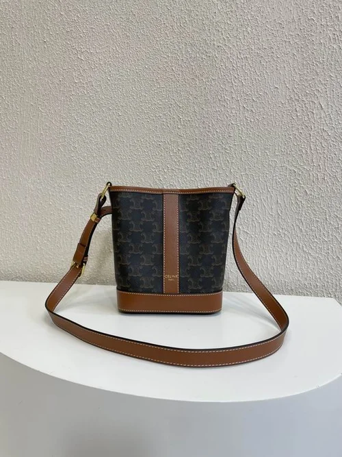 11 Celine Cuir Triomphe Bucket Bag Medium Women Luxury Canvas