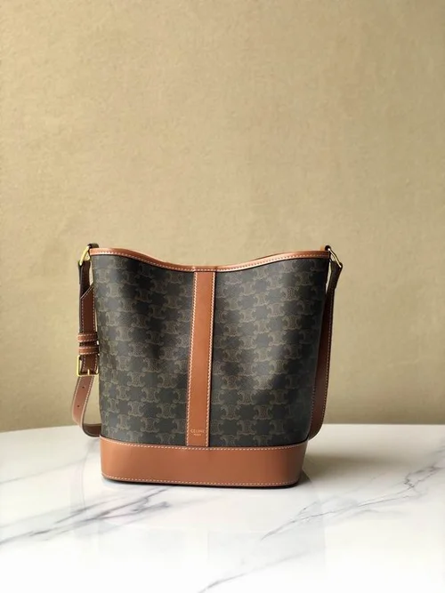 11 Celine Cuir Triomphe Bucket Bag Medium Women Luxury Canvas