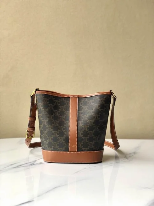 11 Celine Cuir Triomphe Bucket Bag Medium Women Luxury Canvas
