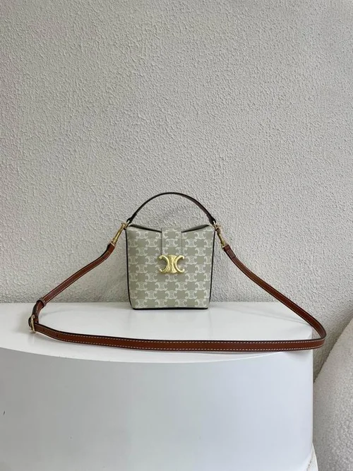 11 Celine Cuir Triomphe Bucket Bag Medium Women Luxury Canvas