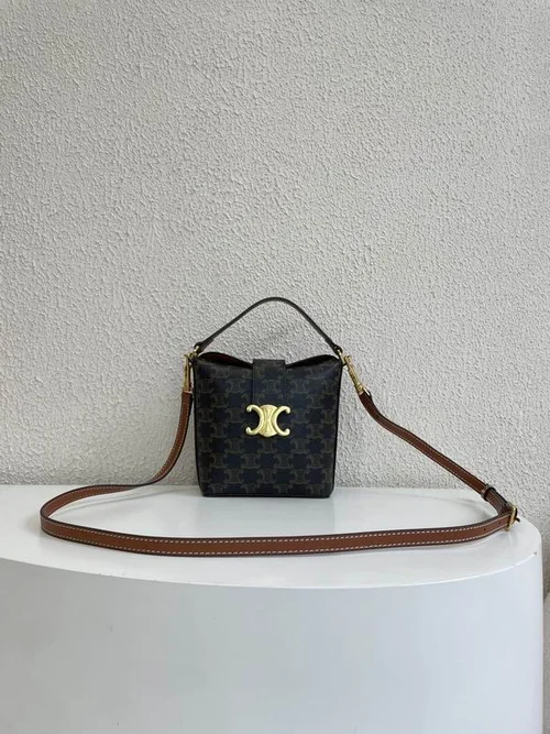 11 Celine Cuir Triomphe Bucket Bag Medium Women Luxury Canvas