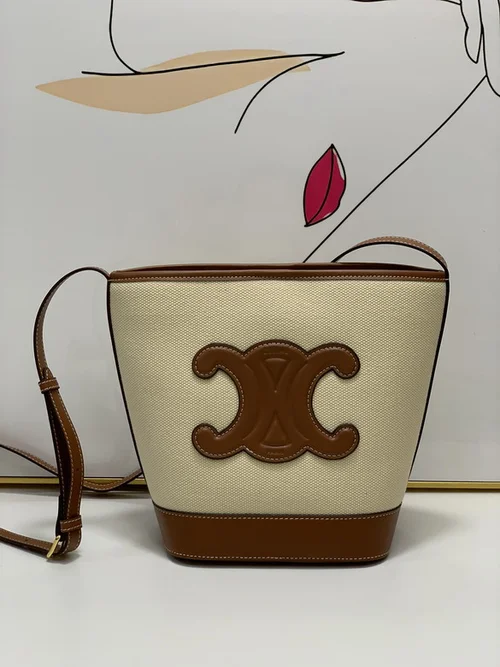 11 Celine Cuir Triomphe Bucket Bag Medium Women Luxury Canvas