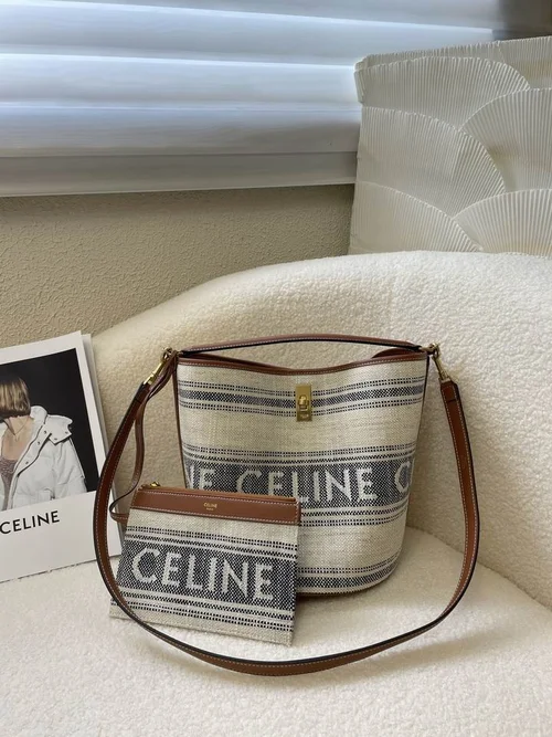 11 Celine Cuir Triomphe Bucket Bag Medium Women Luxury Canvas