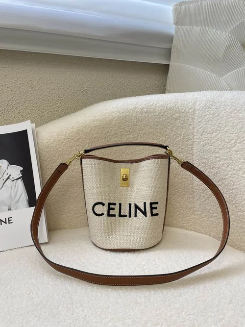 11 Celine Cuir Triomphe Bucket Bag Medium Women Luxury Canvas