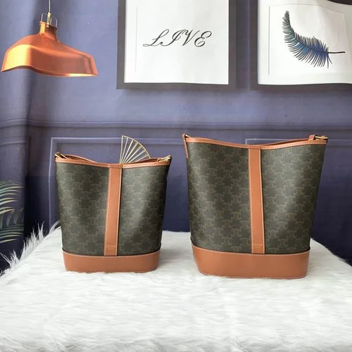 11 Celine Cuir Triomphe Bucket Bag Medium Women Luxury Canvas