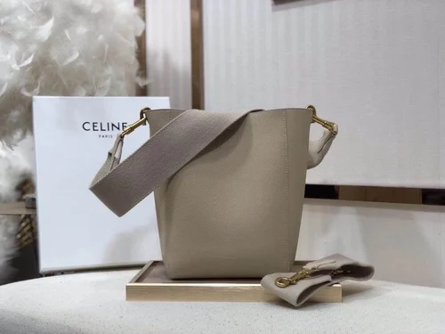 Celine Sangle Bucket Bag Small Women Luxury Canvas Leather