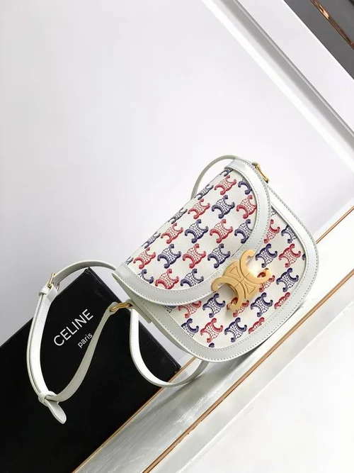 Celine Triomphe Original Large Shoulder Bag Authentic Canvas Luxury