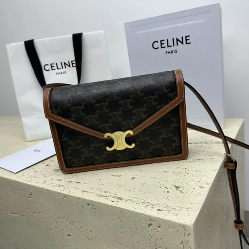 Celine Triomphe Original Large Shoulder Bag Authentic Canvas Luxury