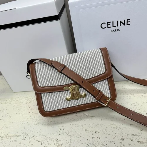 Celine Triomphe Original Large Shoulder Bag Authentic Canvas Luxury