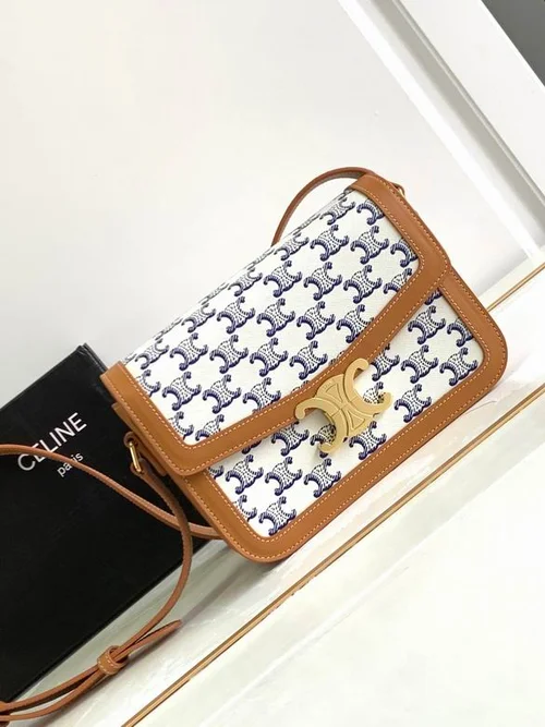 Celine Triomphe Original Large Shoulder Bag Authentic Canvas Luxury