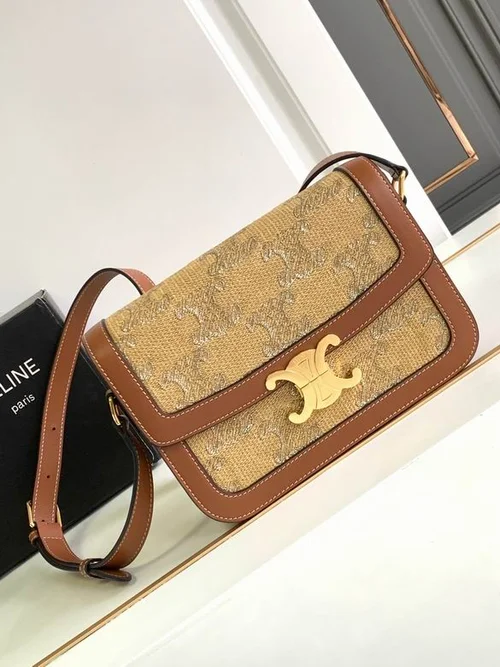 Celine Triomphe Original Large Shoulder Bag Authentic Canvas Luxury