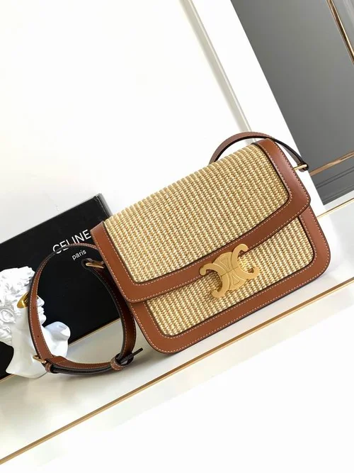 Celine Triomphe Original Large Shoulder Bag Authentic Canvas Luxury