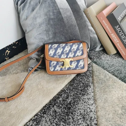 Celine Triomphe Original Large Shoulder Bag Authentic Canvas Luxury